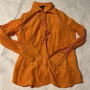Escada orange button down shirt size 42. E#963
